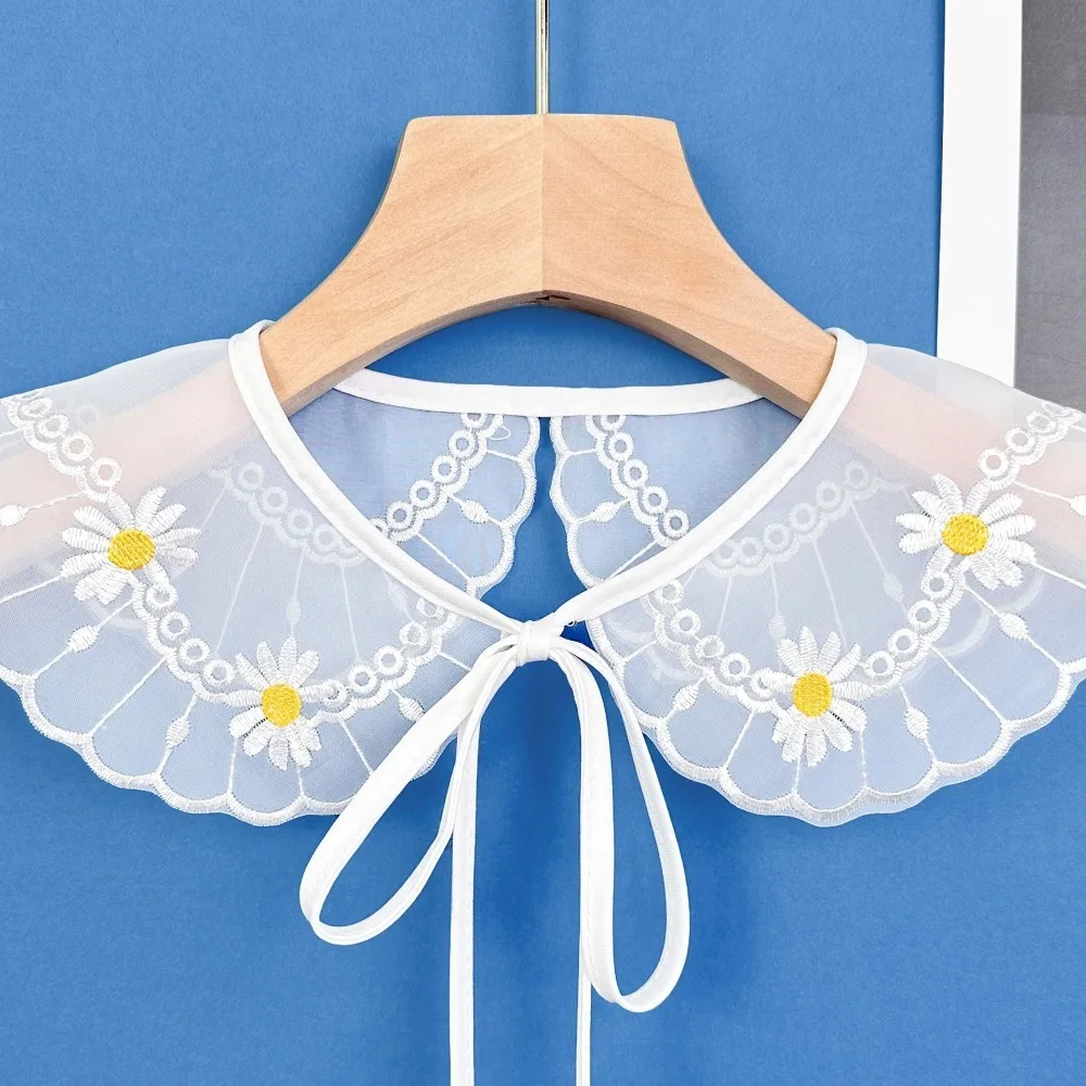

New Clothing Accessories Women's Lace Collar Organza Embroidery Lace Up Shawl Detachable Shirt Cloak Fake False Collars