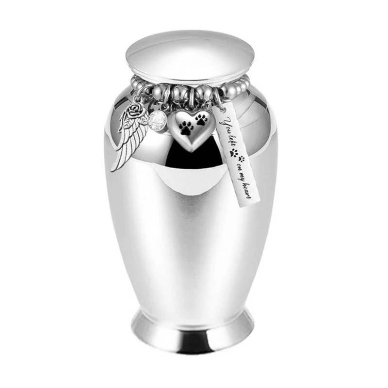  Dog Cats Memorial Urn Box Aluminum Alloy Beads Chain Closures Pet Ashes Holder Locket Cremation Holder For Remembrances