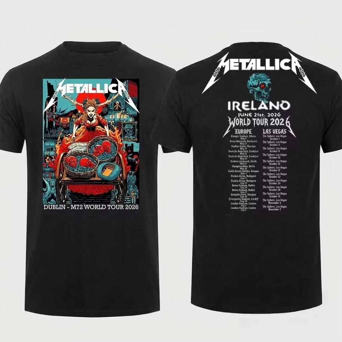 Metallica M72 World Tour 2026 Merch T Shirt Cotton Unisex Men‘s Women's T-Shirts Y2k High-Quality Fans Casual Popular Tee