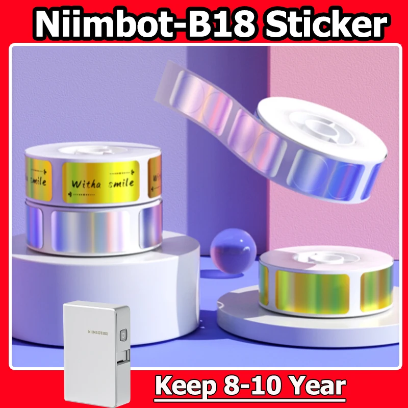 

[Niimbot B18 Ribbon Sticker] Transfer Ribbon Print In Color Keep For More Than 10-Years Mini Label Printer Color Ribbin