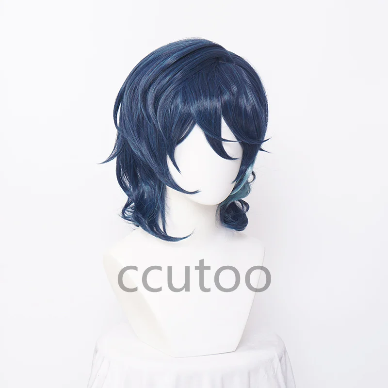 ccutoo wig Game Synthetic Ensemble Stars ES Tsumugi Aoba Cosplay Wig Short Blue Heat Resistant Hallowee Party Play Role Wigs + W