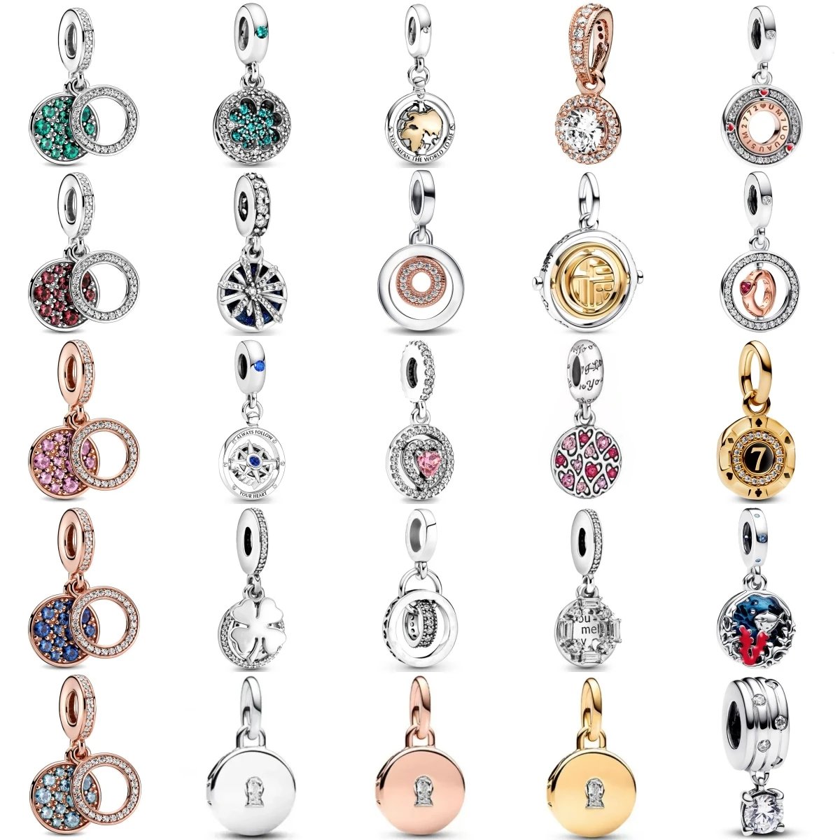 

Fashion 925 Sterling Silver Four-leaf Clover Starlight Seaweed Charm Bead Pandent Fit Original Bracelet Accessories DIY Jewelry