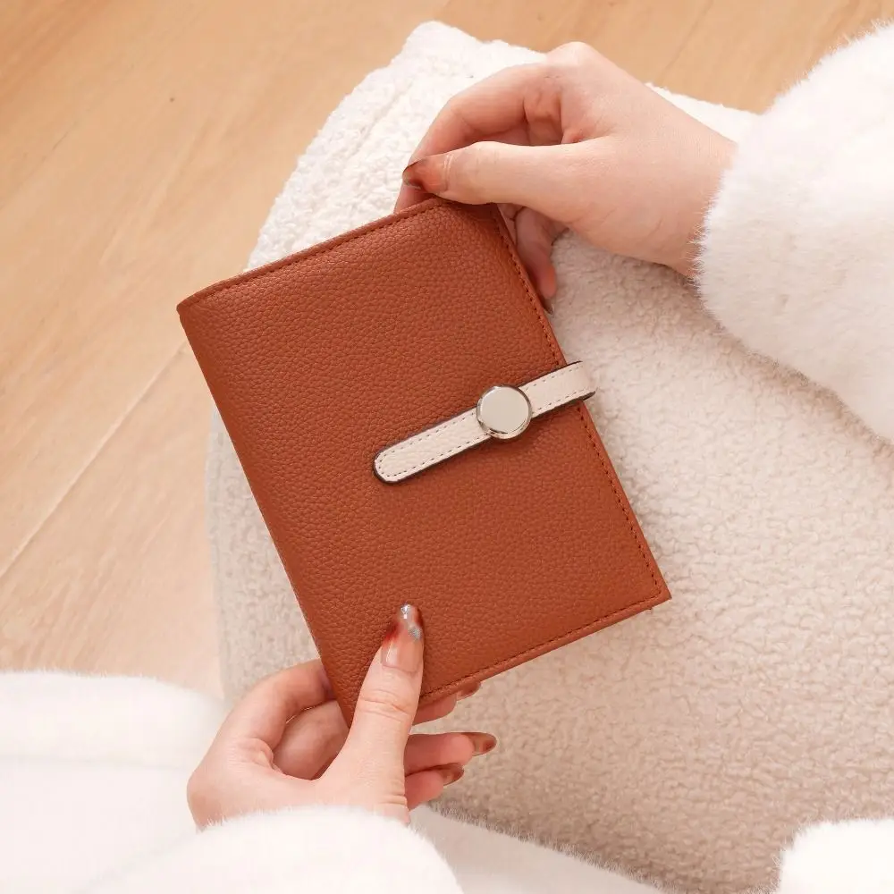 Portable Card Holder PU Passport Bag Passport Cover Airplane Check-in Fold Purse Ticket Holder Multifunctional Passport Clip Men