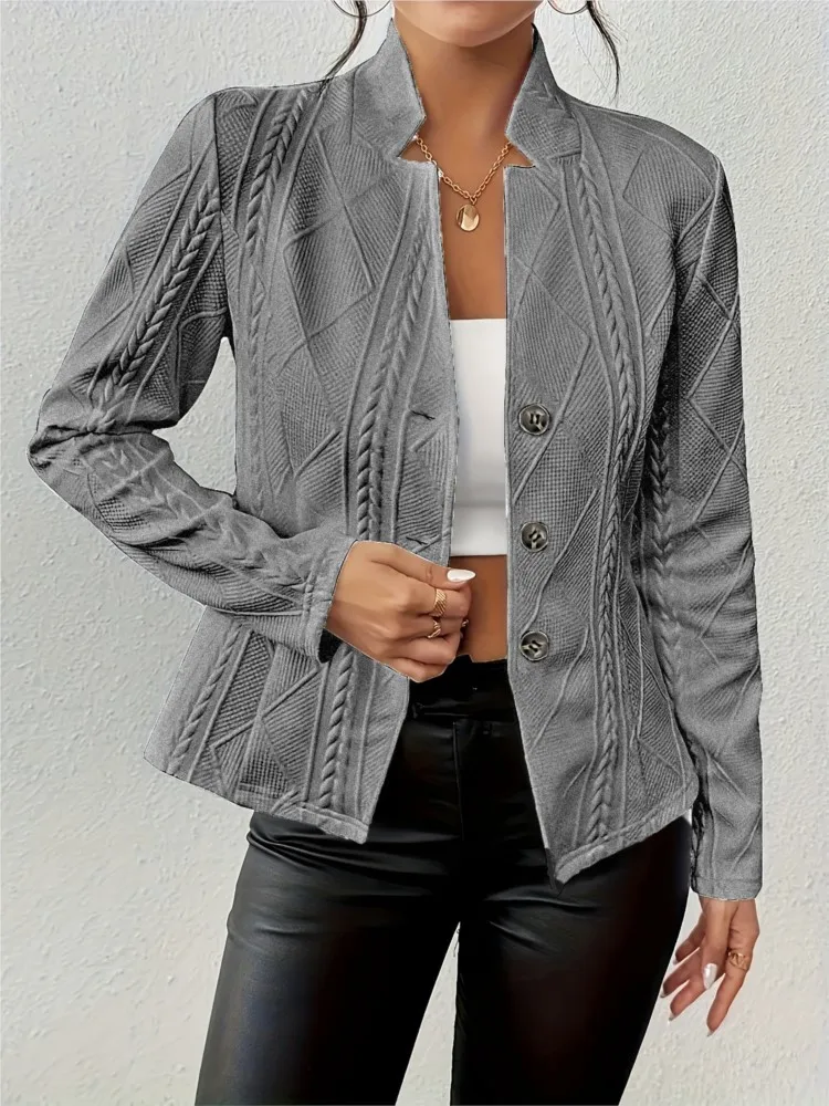 

Spring Autumn New Fashion Solid Coat Lady Elegant Long Sleeve V Neck Button Coats Tops For Women Casual Office Womens Clothing