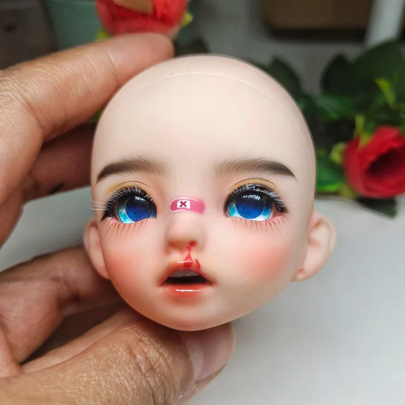 Puppe Kopf für 1/6 Bjd Puppe Make-Up Kopf 3D Auge ändern Hand gemalt Fertig Nette Diy Geschenk Mädchen Spielzeug Puppe zubehör