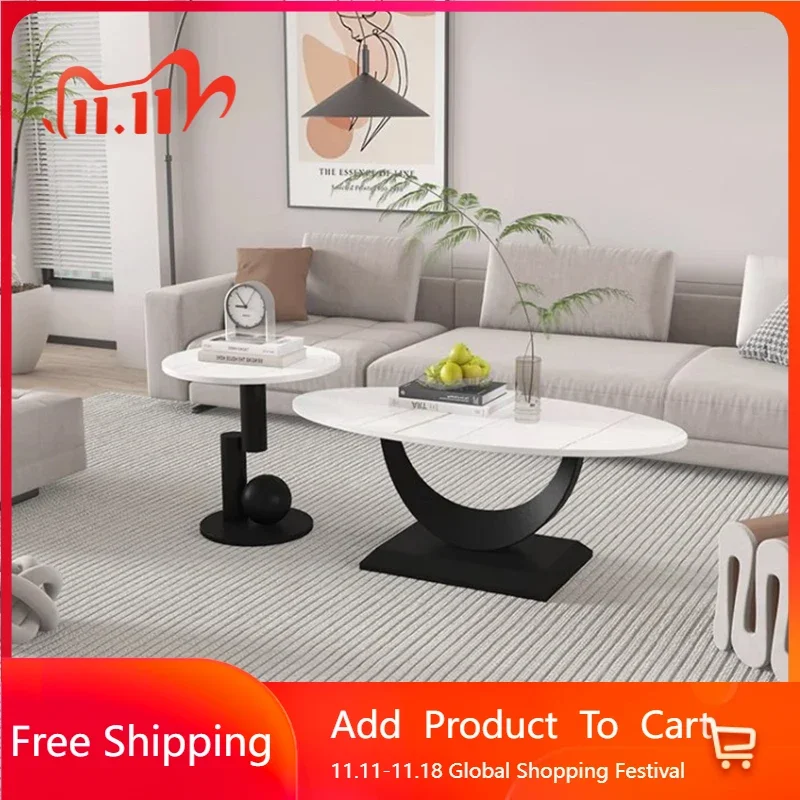 

Nordic Living Room Coffee Table Luxury Simple Oval Modern Mobile Coffee Table Small White Mesa Auxiliar Salon Home Furniture