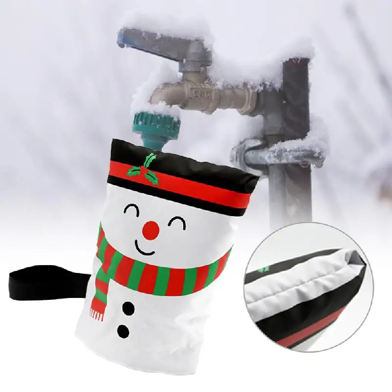 2024 Christmas Snowman Outdoor Faucet Cover Waterproof Frost Protection Cover Faucet Sleeves Reusable Faucet Insulation Sleeve