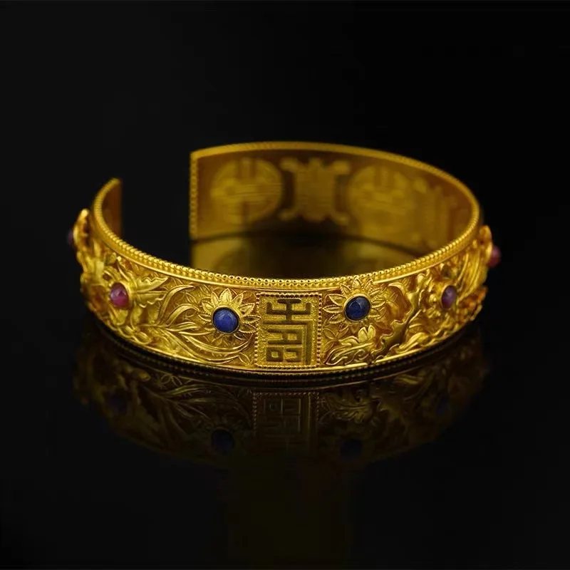 2025 Europe and America Copper gold-plated open bracelet, a fashionable and light luxury jewelry bangle for women