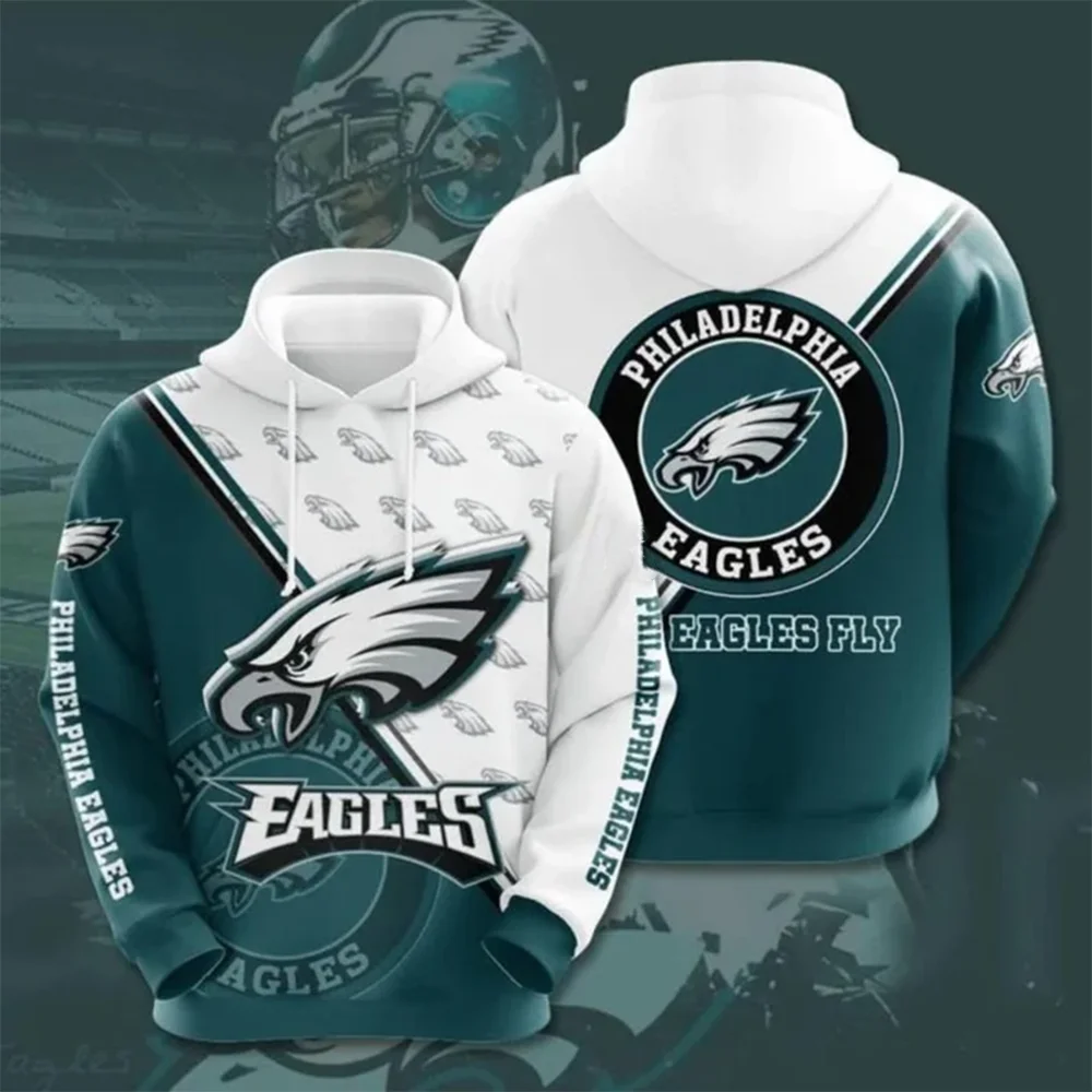 New Philadelphia American football Hoodie Warm Popular Hoodie Casual Long Sleeve Pullover Hoodie Eagles Bold Logo Printing Hoodi