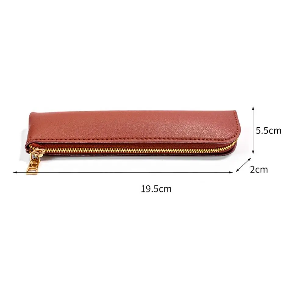 Stylish Portable Simple Pen Bag Leather Compact Stationery Organizer Multi-function Elegant Stationery Storage Bag