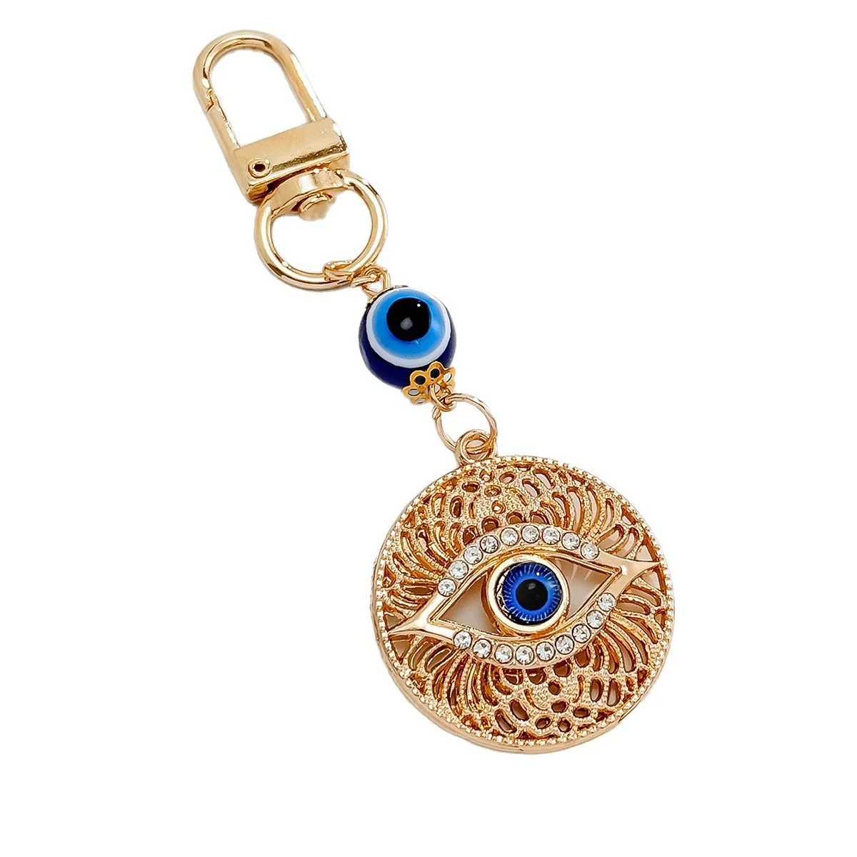 1 Stück Evil Eye Schlüsselanhänger, Strass-Anhänger, Karabinerverschluss, Handtaschen-Charm, türkisches blaues Auge, Glücksbringer, Taschen-Dekoration, Geschenk – Detail 7