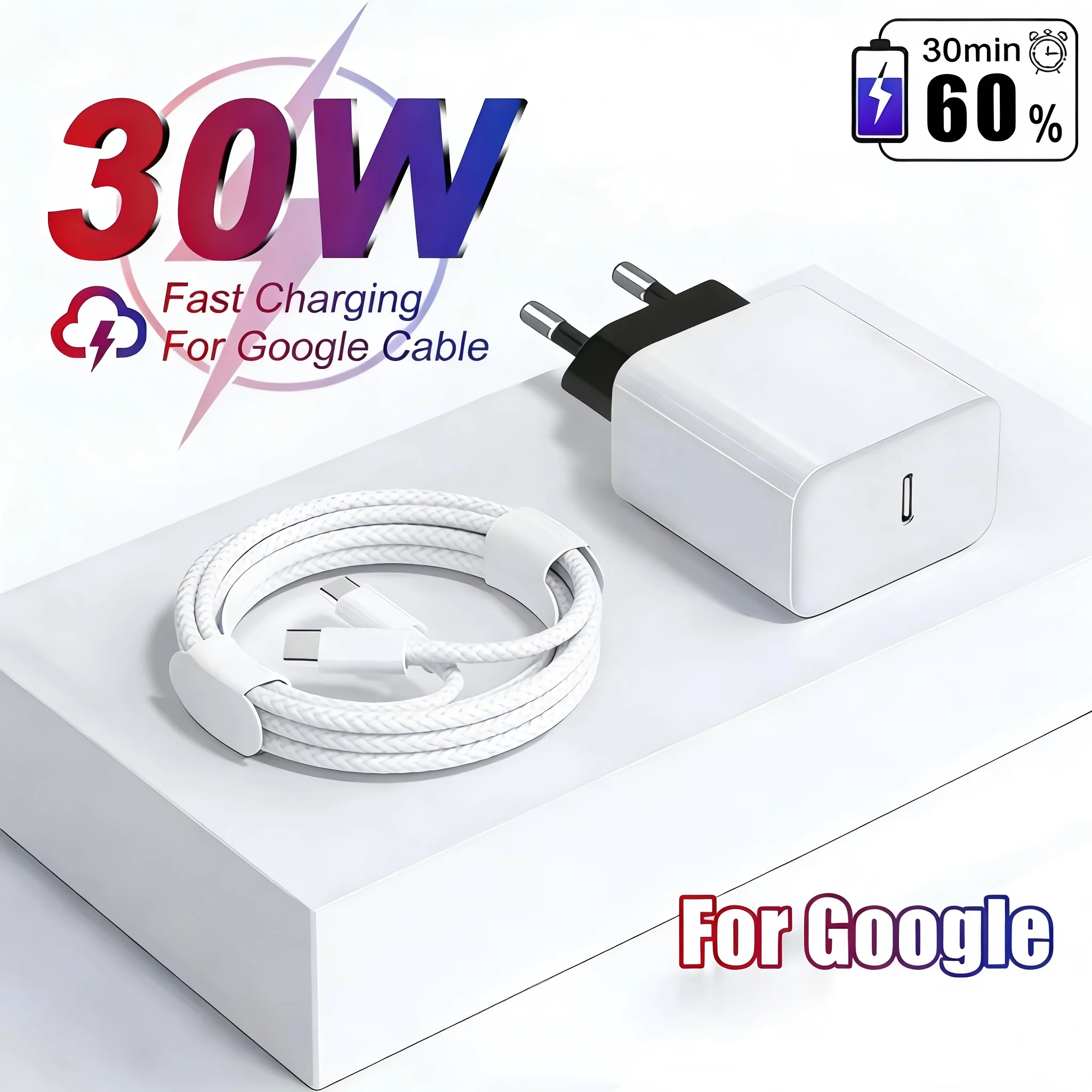 For Google Original 30W Charger For Google Pixel 10 8 7 6 9 Pro XL 9A Type C Charger Fast Charging USB C Cable Phone Accessories