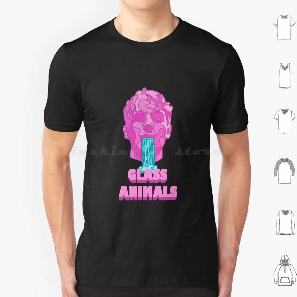 Glass Animals Soda Waterfalls ( Head And Logo ) T Shirt Big Size 100% Cotton Head Logo Glass Animals Music Band Song Album Zaba