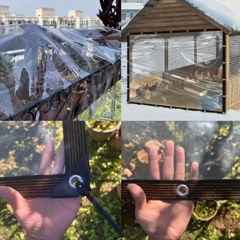 Langlebige, dicke, transparente Garten-Regenschutzplane aus wasserdichtem, UV-beständigem, reißfestem Kunststoffvinyl mit Ösen für den Außenbereich – Detail 4