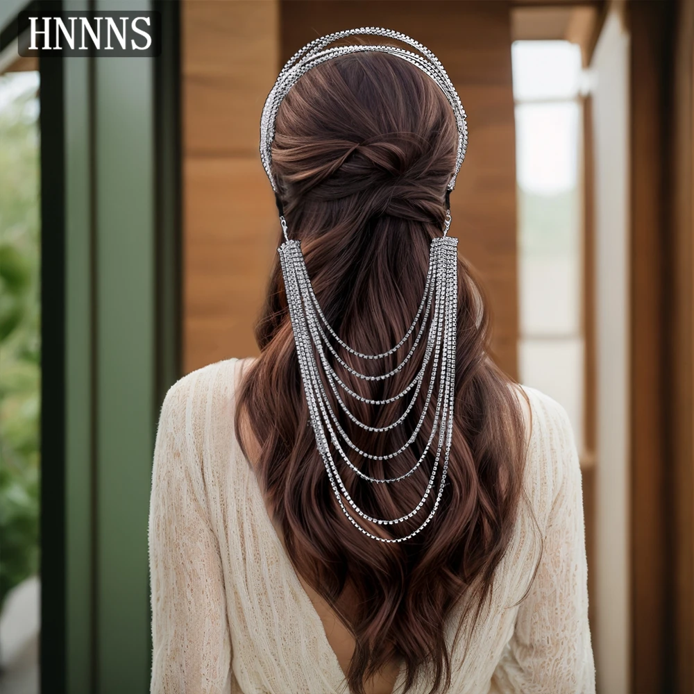 

TOPQUEEN Elegant Bridal Weddings Diamond Chain Headband Handmade Tassel Exquisite Women's Banquet Party Hair Accessories YXA146