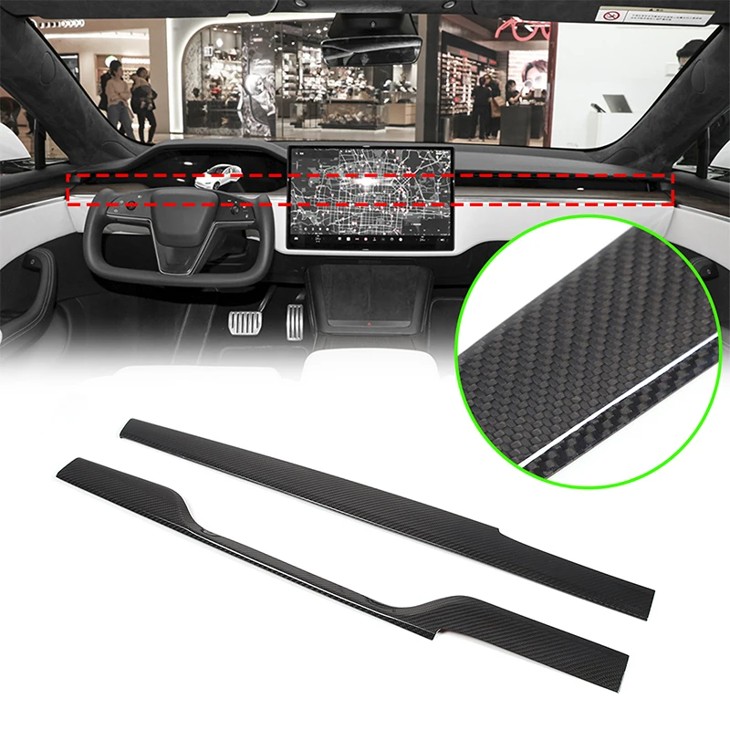 

For Tesla Model S 2022+ Real carbon fiber car center console decorative cover sticker car interior protection accessories