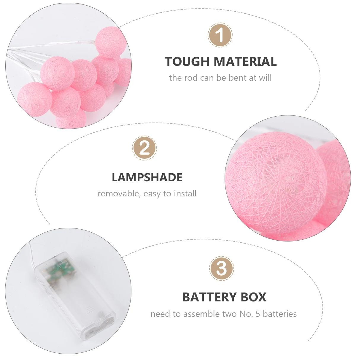 مجموعة واحدة من مصابيح كروية بخيط القطن LED - مصباح باقة مقاوم للماء موفر لتزيين حفلات المنزل