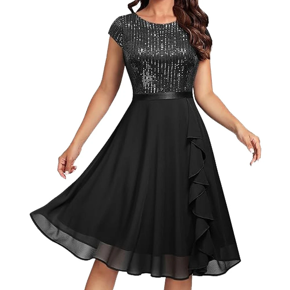 

Новинка 2025, женское винтажное элегантное женское французское кружевное платье в стиле Хепберн, 50-е годы, ретро, четырехсезонное шифоновое платье, женские качественные платья