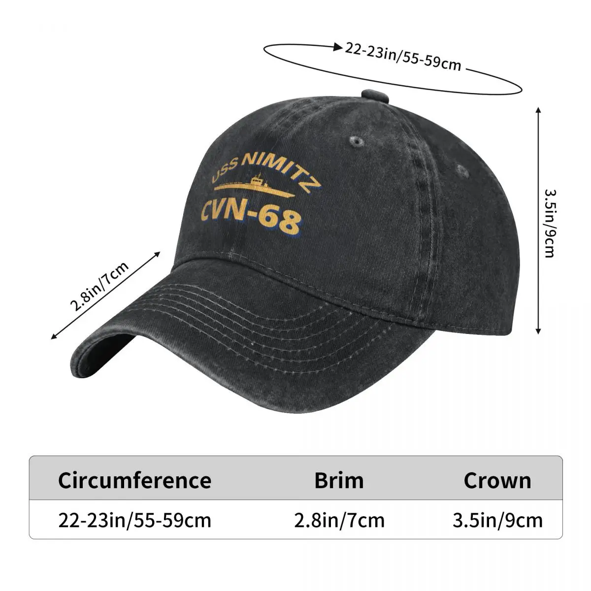 United States Navy Aircraft Carrier CVN-68 USS Nimitz Baseball Cap hard hat Dropshipping Sunscreen Men's Hats Women's