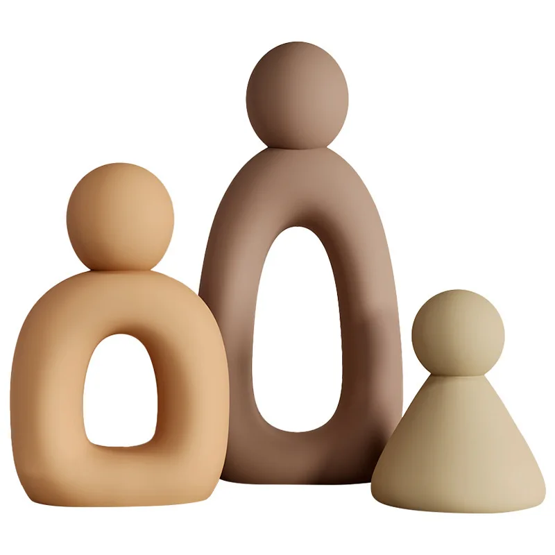 3PCS Abstrakte Familie Porträt Statue Einfache Stil Ornament Gips Silikon Form DIY Geschenk Kerze Seife Harz Gips Silikon form