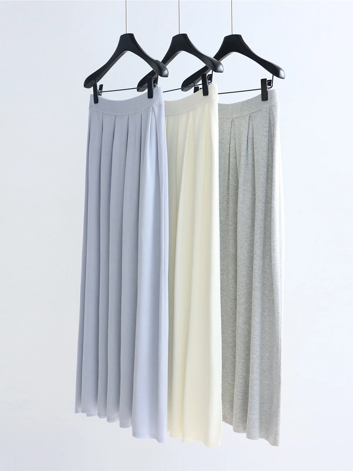 

Dave&di Hundred Fold Knitted Half Skirt Tencel Spring/summer High Waist Mid Length Skirt Simple Solid Color Half Skirt