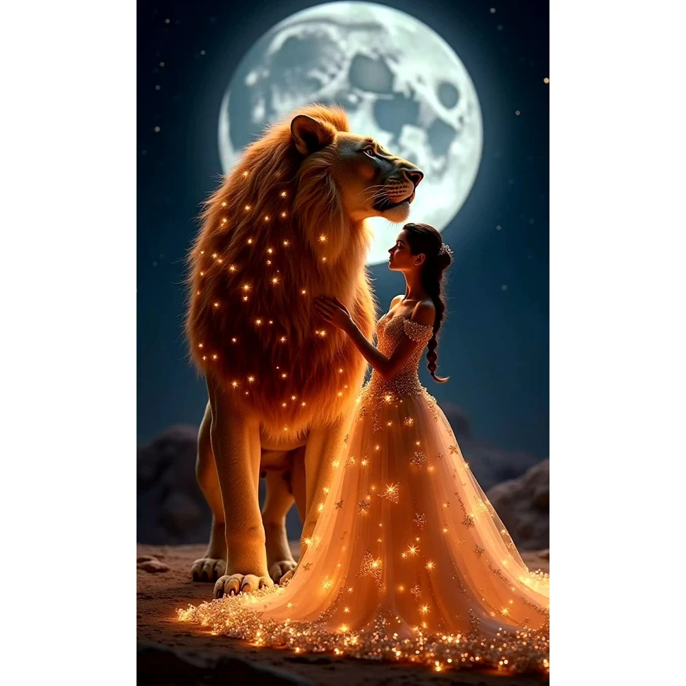 

500/1000/1200/2000 PCS Jigsaw Puzzles Lion and Princess Scenery Family Activity Game for Gameroom Bedroom Home Decor Gift