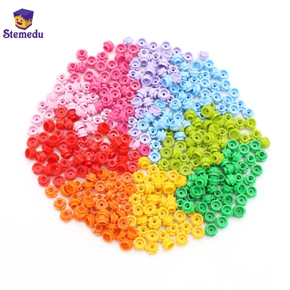 100g MOC Plant Building Blocks Bricks 24866 1x1 Five Petal Flowers Grass DIY Educational Assembles Floret Compatible Legoeds