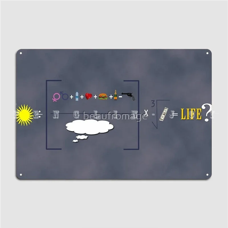 Equation Of Life Poster Metal Plaque Cinema Garage Home Plates Vintage Tin Sign Poster