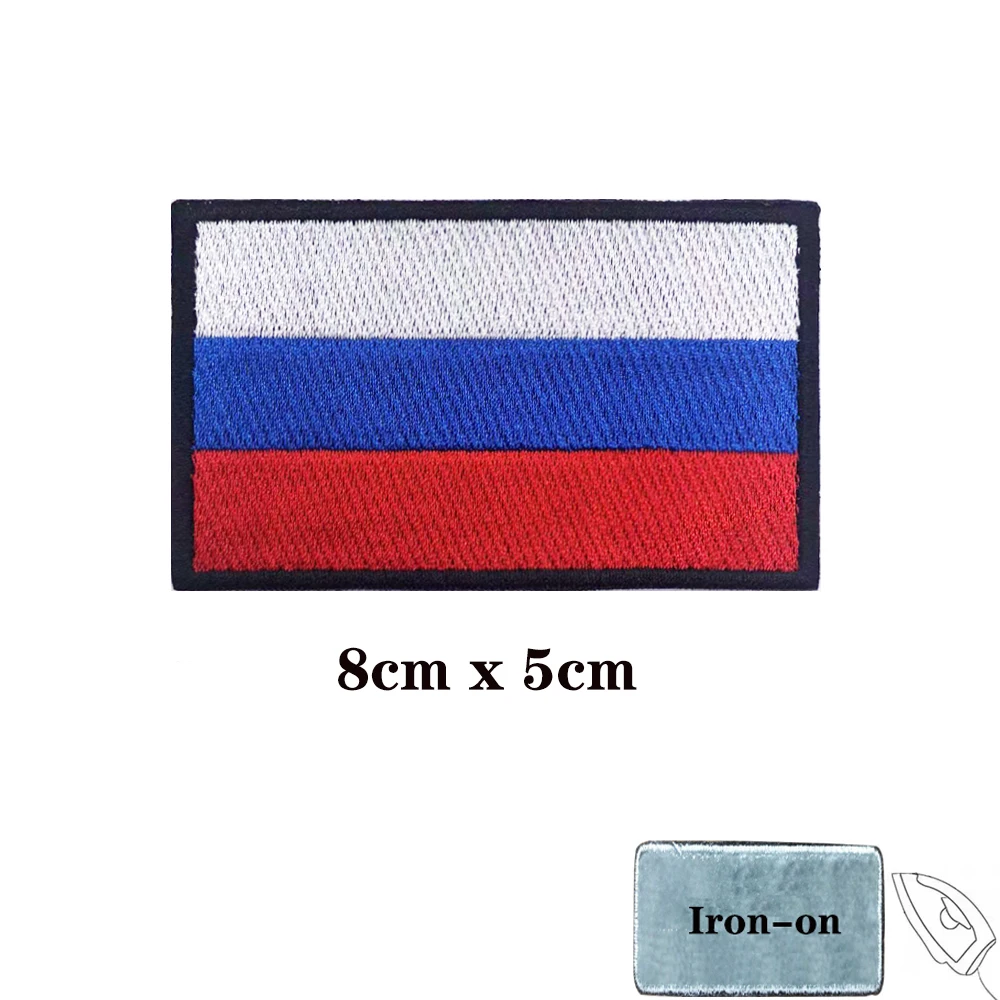 1PC Russian Flag Russia Armband Embroidered Patch Hook & Loop Or Iron On Embroidery  Badge Cloth Military Moral Stripe