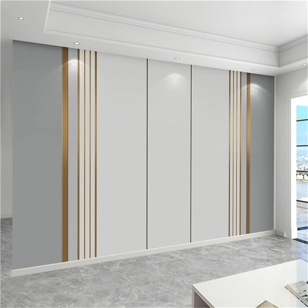 

Custom Simple TV background wallpaper living room decorative mural modern metal line grille strip bedroom video 3D wall covering