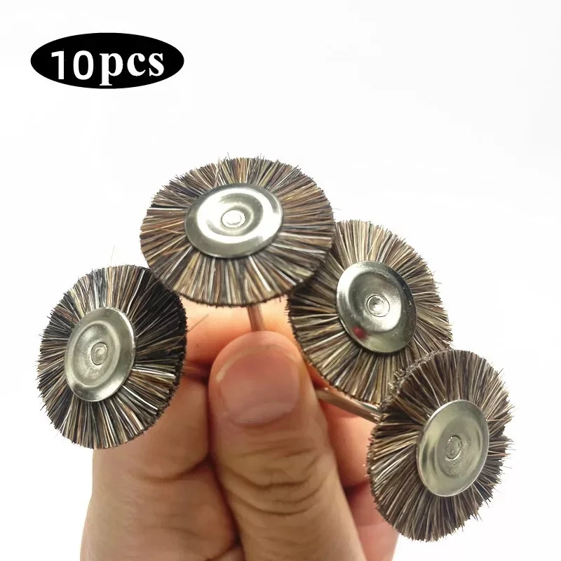 10Pcs/Bag 2.35mm Polishing Brush Wheel Dental Laboratory Lab Materials Soft horse Hair Rotary Tools Low Speed HP Shank Buff