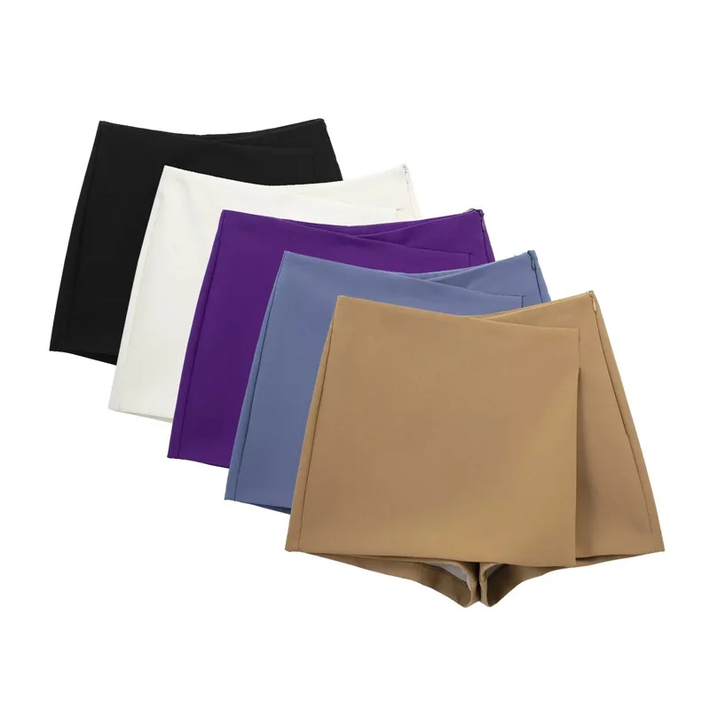 Asymmetric Short Culottes For Women Fashion Solid Color Simple All-match Shorts Women's Summer Slim Hakama Foreign Style 2025