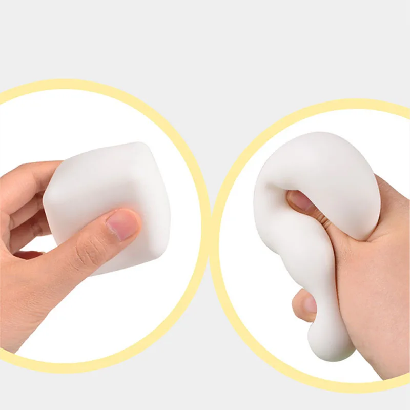 かわいい豆腐ストレスボール感覚玩具ストレス解消フィジェット玩具スクイーズドウボールギフトピンチスローリバウンドスクイーズトイホワイト