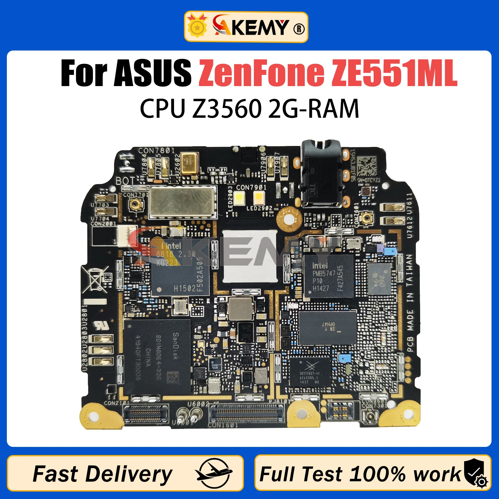 

AKEMY ZenFone Motherboard for ASUS ZE551ML Mainboard 2G RAM Z3560 CPU Logic Board Circuits Accessory Bundles