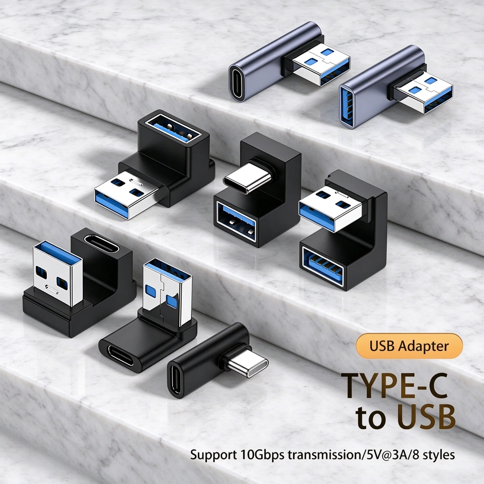 90/180 Degree Elbow C Adapter Type C OTG to USB Converter U Shape USB-C 3.0 Connector for Android Computer Phone Tablet Adapter