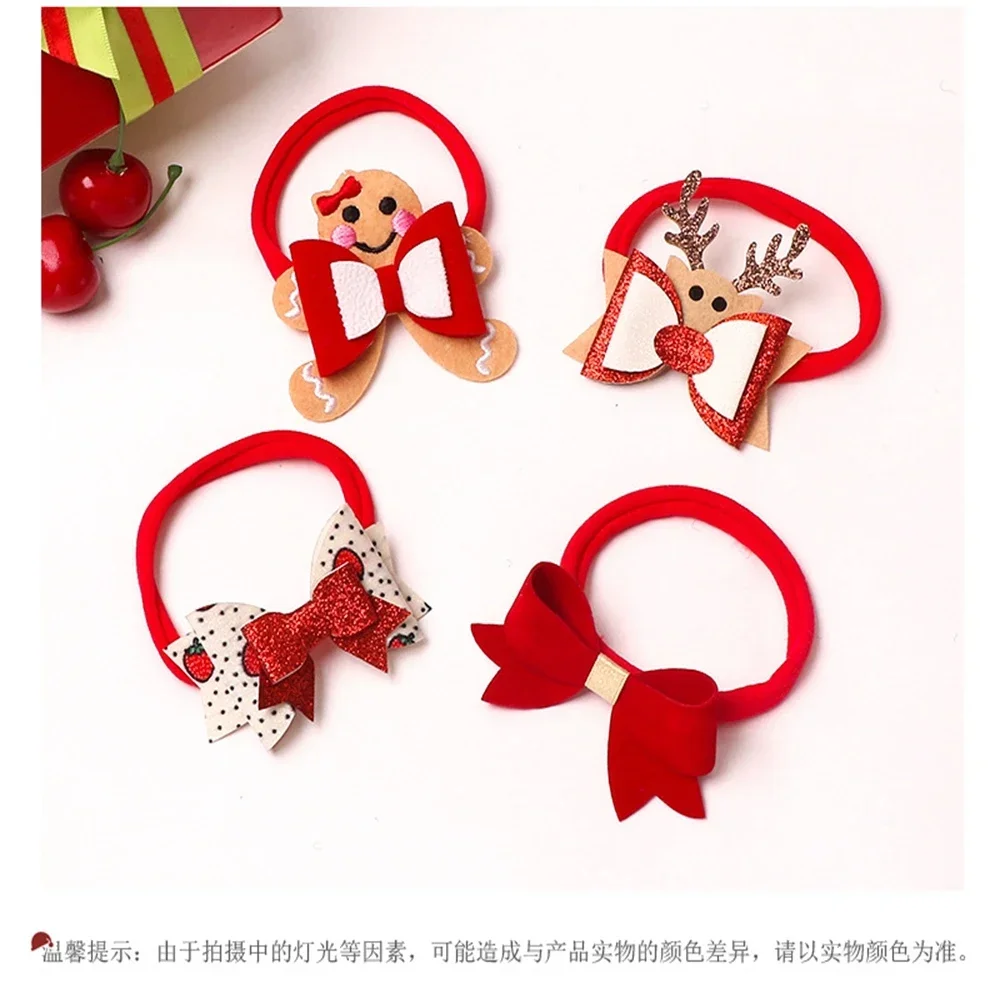 New 1PCS Elastic Red Nylon Baby Girls Cartoon Headband Bows Christmas Holiday Hair Accessories for Kids Toys Photography Props