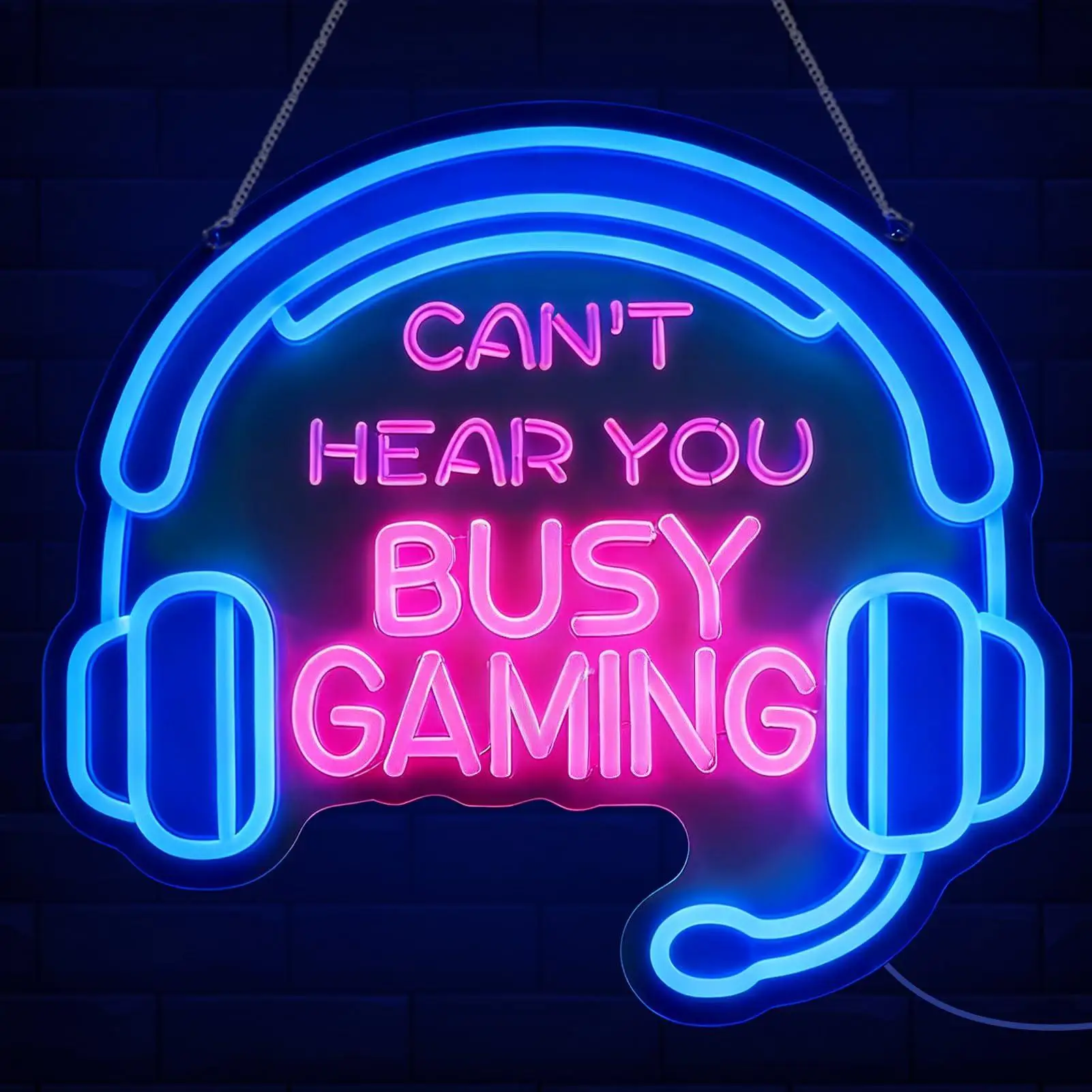 

Gaming Headset Neon Sign Can't Hear You I'm Gaming USB Powered Dimmable LED Neon Lights for Game Room Wall Decor for Men Gamers