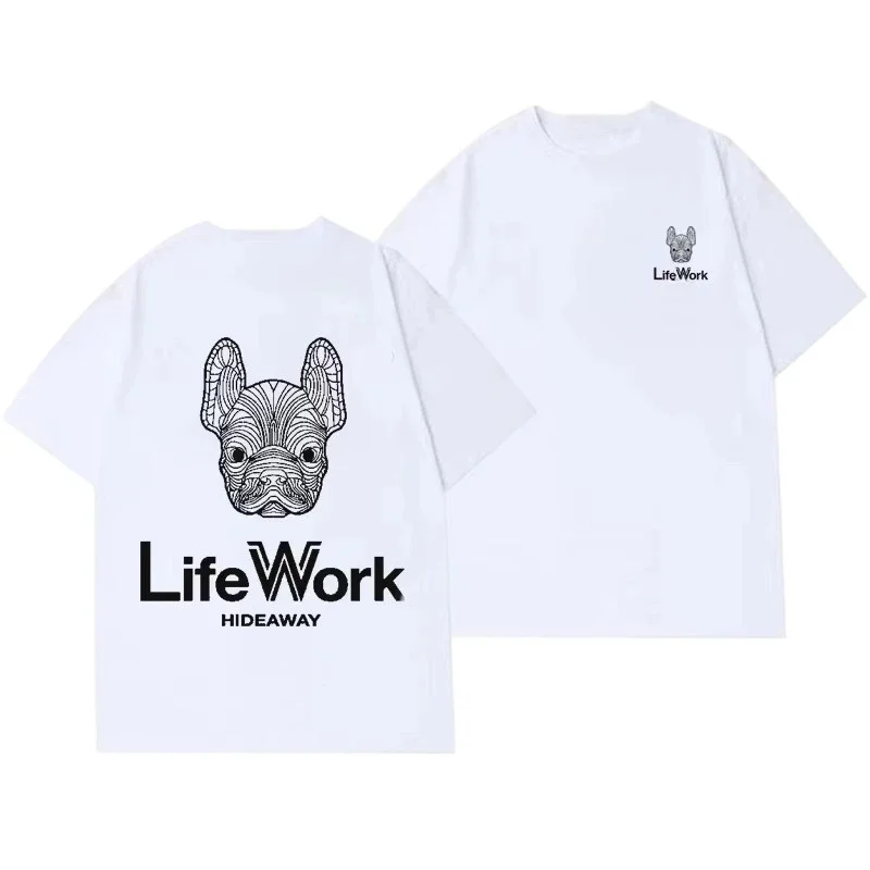 2026 Hot Sale Vintage Korea Dog Graphic Luxury Brand Work T-shirt Cotton Men Women Summer Luxury Brand Retro Loose Short Sleeve