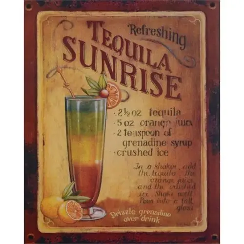 9973796 Advertisement Sign Cocktail Tequila Sunrise Vintage Nostalgia 20x25cm