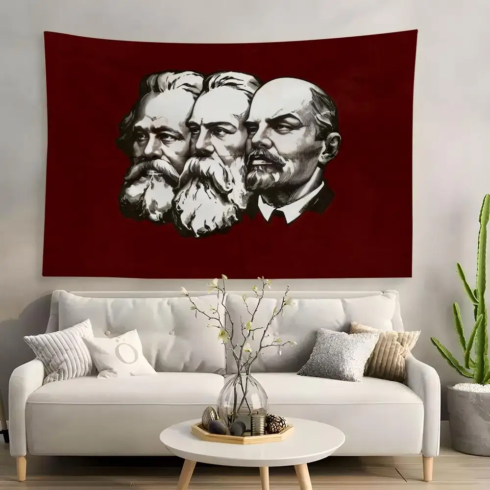 

Marx Engels Lenin Communism Tapestry Custom Home Living Room Bedroom Wall Decor Wallpaper Backdrop Cloth With Clips