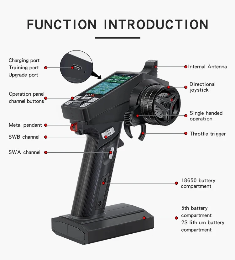 HOTRC CT-8A 8CH 2.4G Zender 4/6/8/10CH Gyro Voltage Return PWM Lichtregeling ontvanger voor RC Auto Vliegtuigen Tank Boot