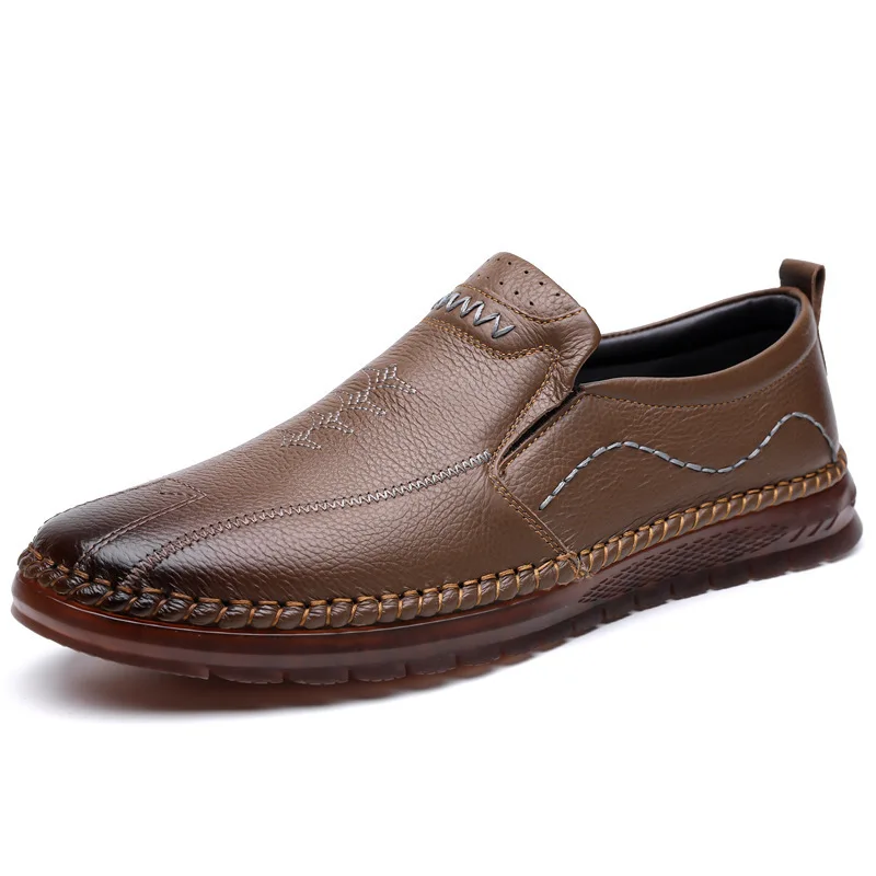 

Spring Summer New Designer Leather Shoes for Men Solid Color Fashion Casual Shoes Male Soft Sole Driving Shoe Man