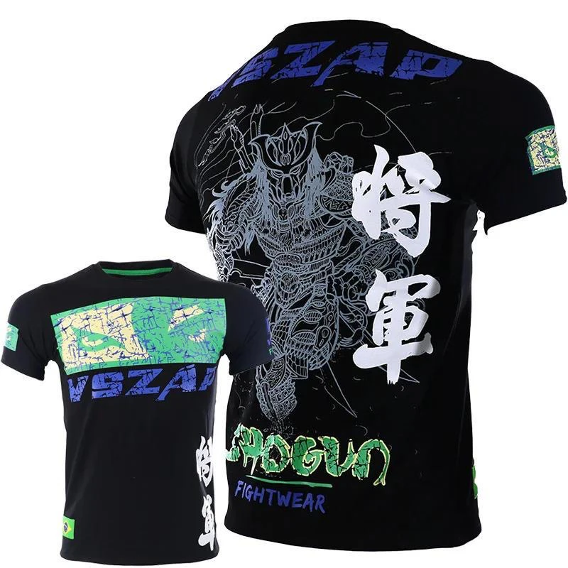 

Summer New 3D Muay Thai Print T-irt Men's Faion Sports Qui Dry Fitn ort Sve round Ne Polyester Casual Tee