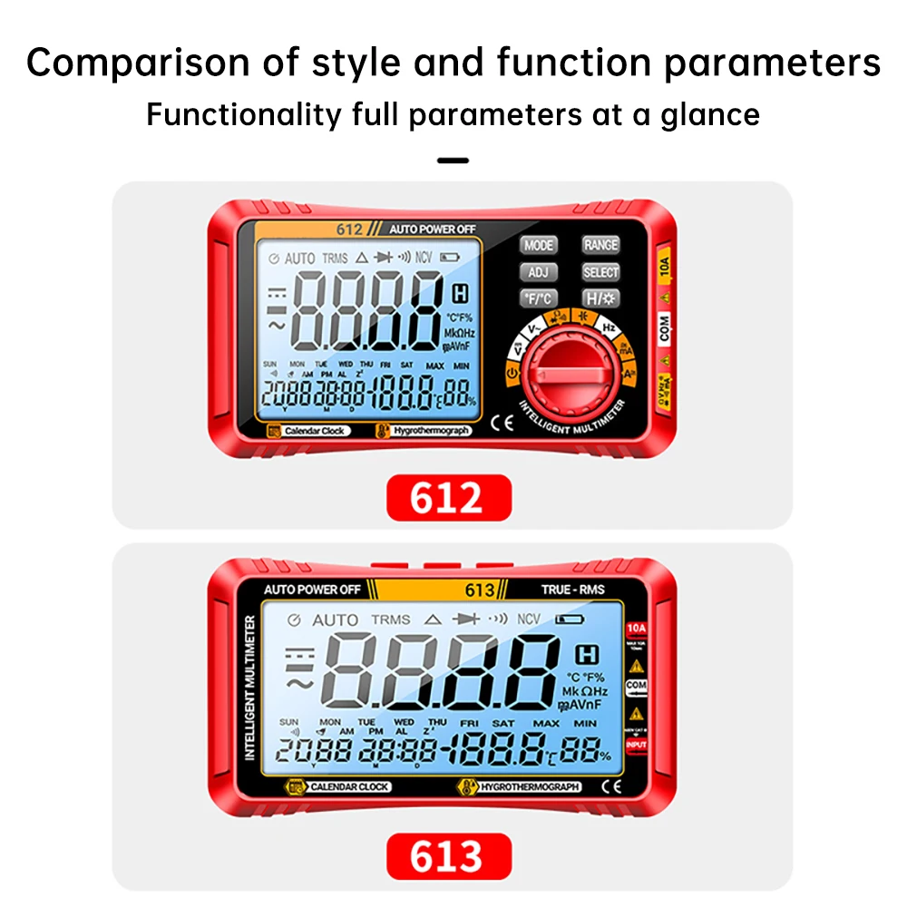 Wyświetlacz LCD 3 w 1 Multimetr cyfrowy AC/DC Ultraprzenośny multimetr True-RMS Multi-Tester z automatycznym zakresem