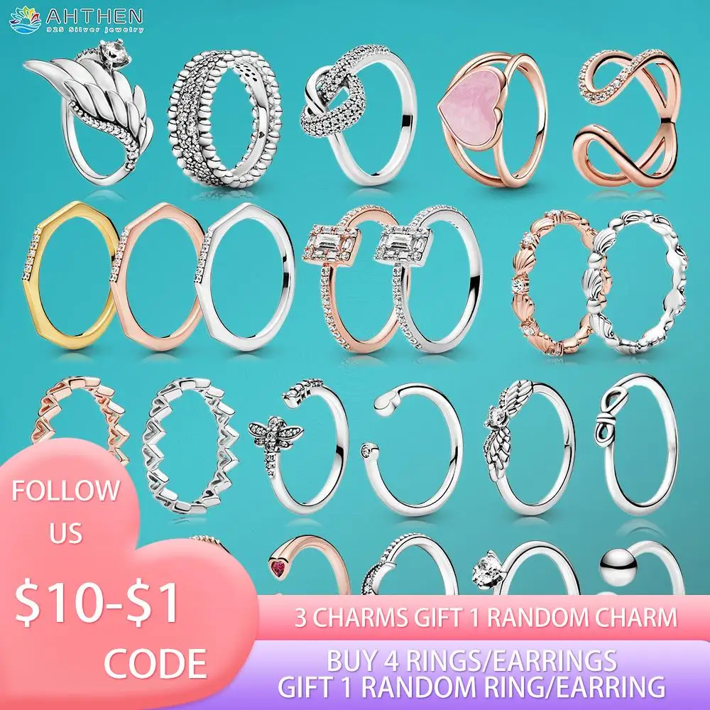 

Ahthen Sparkling Rings 925 Sterling Silver Rings Seashell Crown Geometric Shapes Sparkle Halo Rings 925 Women Rings Girl Rings