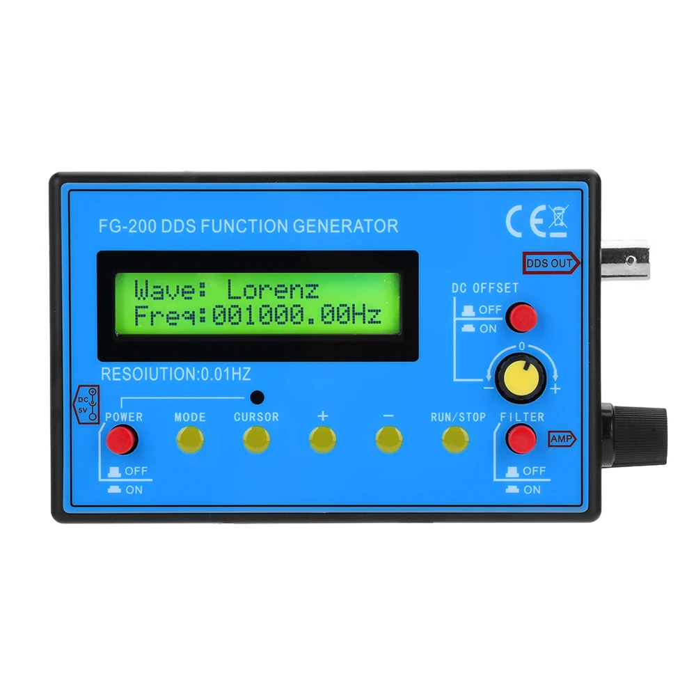 FG-200 0.01Hz-500KHz DDS Function Signal Generator Frequency Counter Signal Source Module Sine/Square/Triangle/Sawtooth Waveform