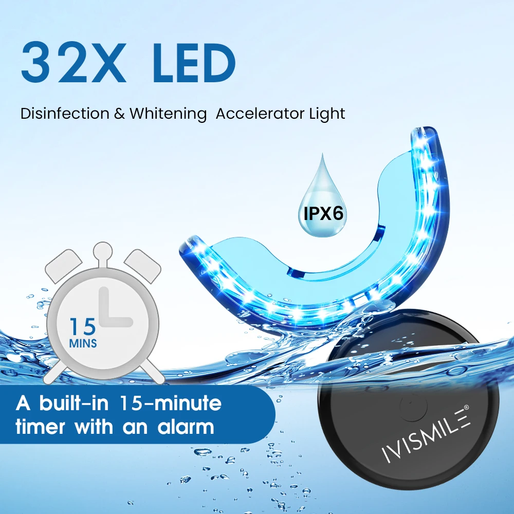 Wireless Home Use Denta Bleaching 32 Leds Blue Light Teeth Whitening LED Kit Private Label