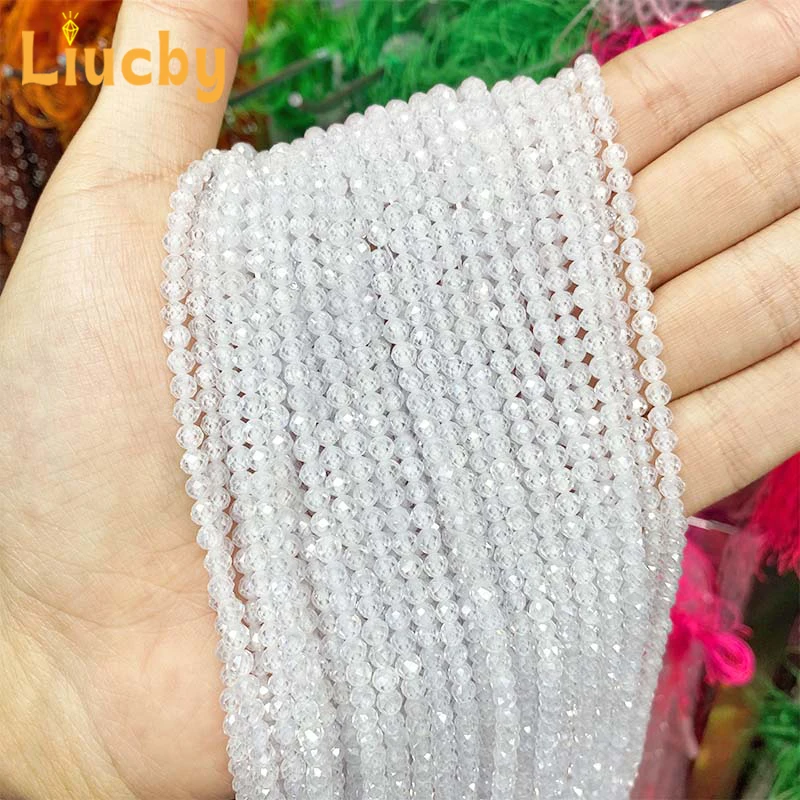 Weiße Zirkon-Miniperlen für Schmuckherstellung, DIY-Geschenk für Frauen, Armband-Zubehör, Andenken, Bastelzubehör, 15 Fuß Strang, 2/3MM – Detail 4