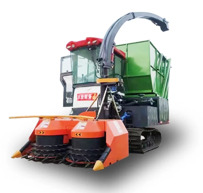 6-Row New Crawler Type Silage Forage Harvester / Straw Feed Harvester / Cotton Stalk Shredder Cutting Machine 20 Ton/H Capacity