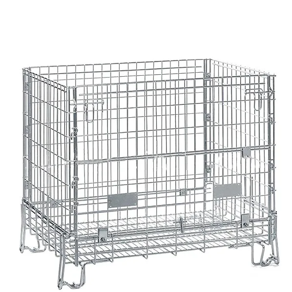 Competitive Price Wire Mesh Storage Cage Folding Rolling Metal Container with Wheels for Warehouse & Supermarket Shelves